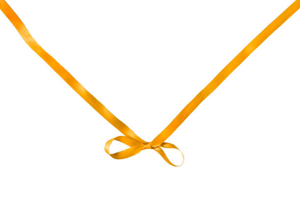 White blank empty card on white background wrapped with a gold colored ribbon.