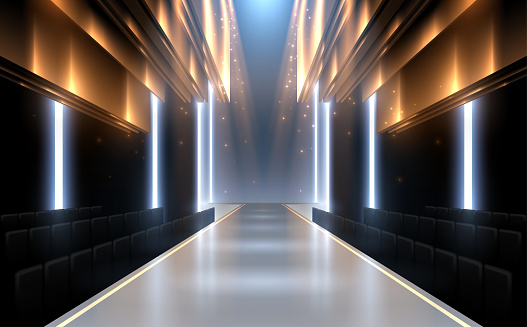 Fashion runway stage background with light effect in vector