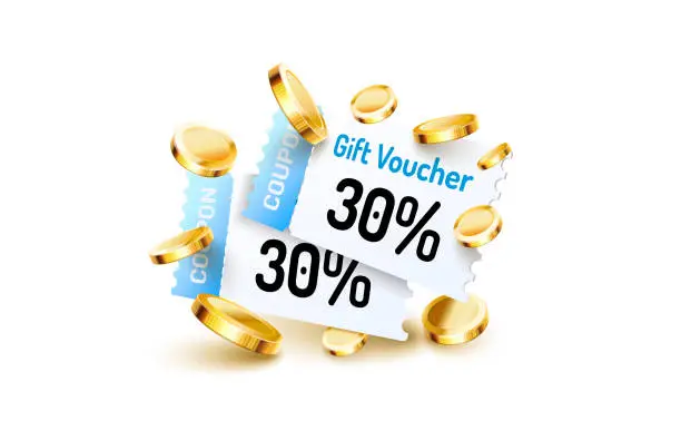 Vector illustration of Coupon special voucher 30 percentage, Check banner special offer. Vector illustration