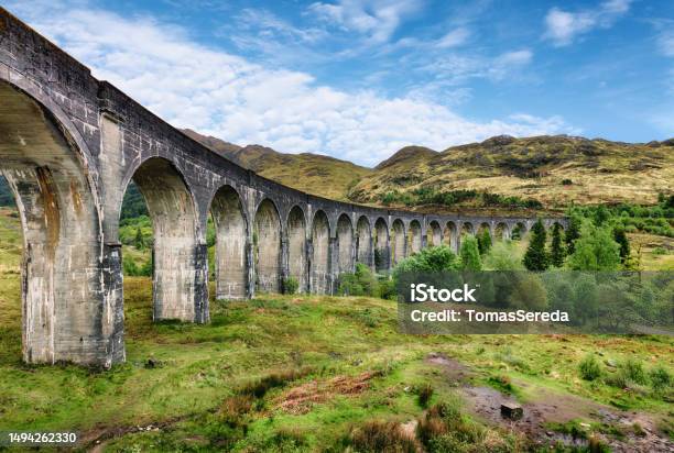 Scotland Old Train Bridge Glenfinnan Stock Photo - Download Image Now - Adventure, Architecture, Bridge - Built Structure