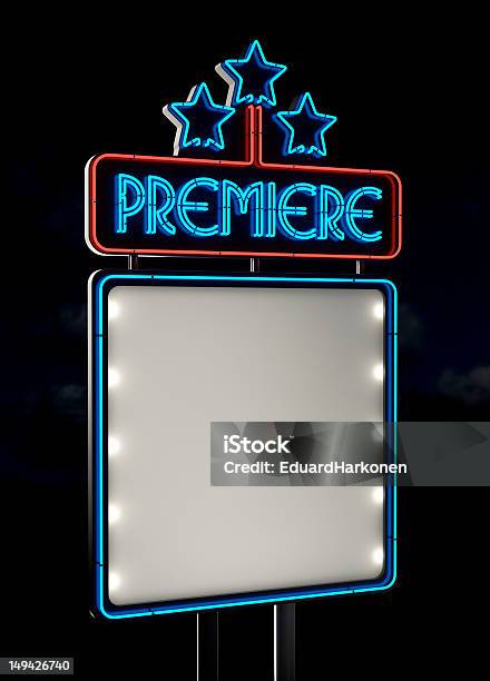 Neon Premiere Sign Stock Photo - Download Image Now - Billboard, Movie Theater, Movie