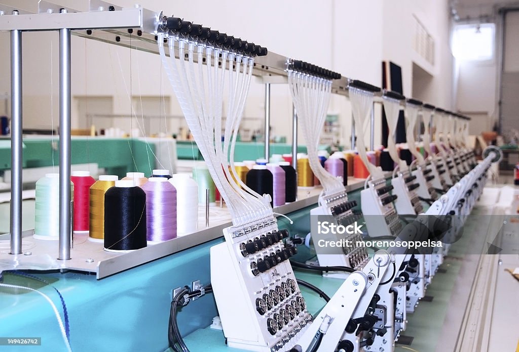 Textile: Industrial Embroidery Machine Textile Industry Stock Photo