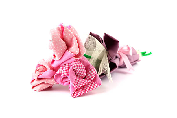 Bunch of textile roses stock photo