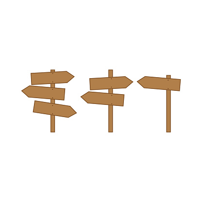 Realistic wooden pointer, billboard, signboard. blank pointer wood texture. Arrow road guidepost. Vector illustration. EPS 10.