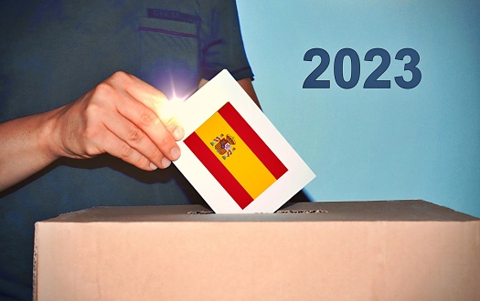 Spanish political election vote concept in 2023