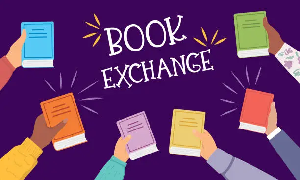 Vector illustration of Book Exchange Or Book Crossing