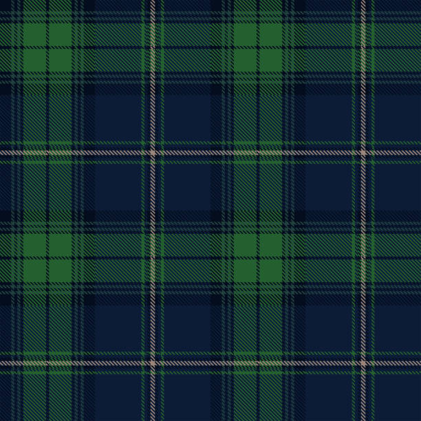 Bleu et vert Scottish Tartan Plaid Motif Tissu Swatch - Illustration vectorielle