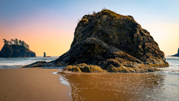 Olympic National Park Pacific Coast Seascape at Second Beach in Washington State, USA stock photo