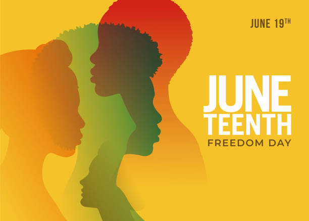 Juneteenth Independence Day. Juneteenth Independence Day. Silhouettes of African-American profile. African-American history and heritage. Freedom or Liberation day. Card, banner, poster, background design. Vector illustration. Stock illustration juneteenth stock illustrations