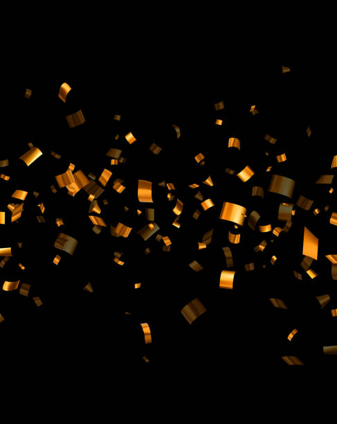 istock Falling golden cut out foil ribbon confetti background. 1494271699