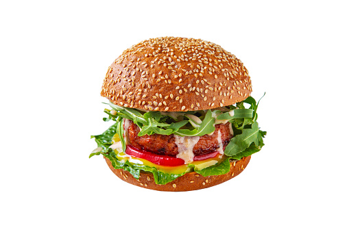 Tasty american grill burger isolated on the white