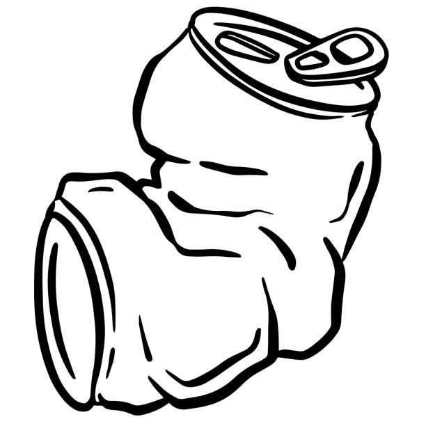 ilustraciones, imágenes clip art, dibujos animados e iconos de stock de acero de soda triturada puede ilustración de dibujos animados en vector utilizado para reciclar o como basura tirada - can dented tin crushed