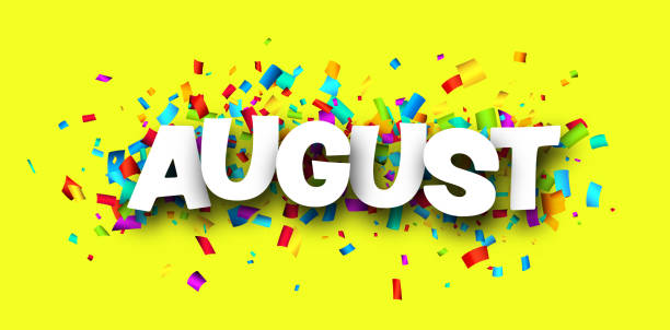istock August word over colorful cut out ribbon confetti background. 1494273294