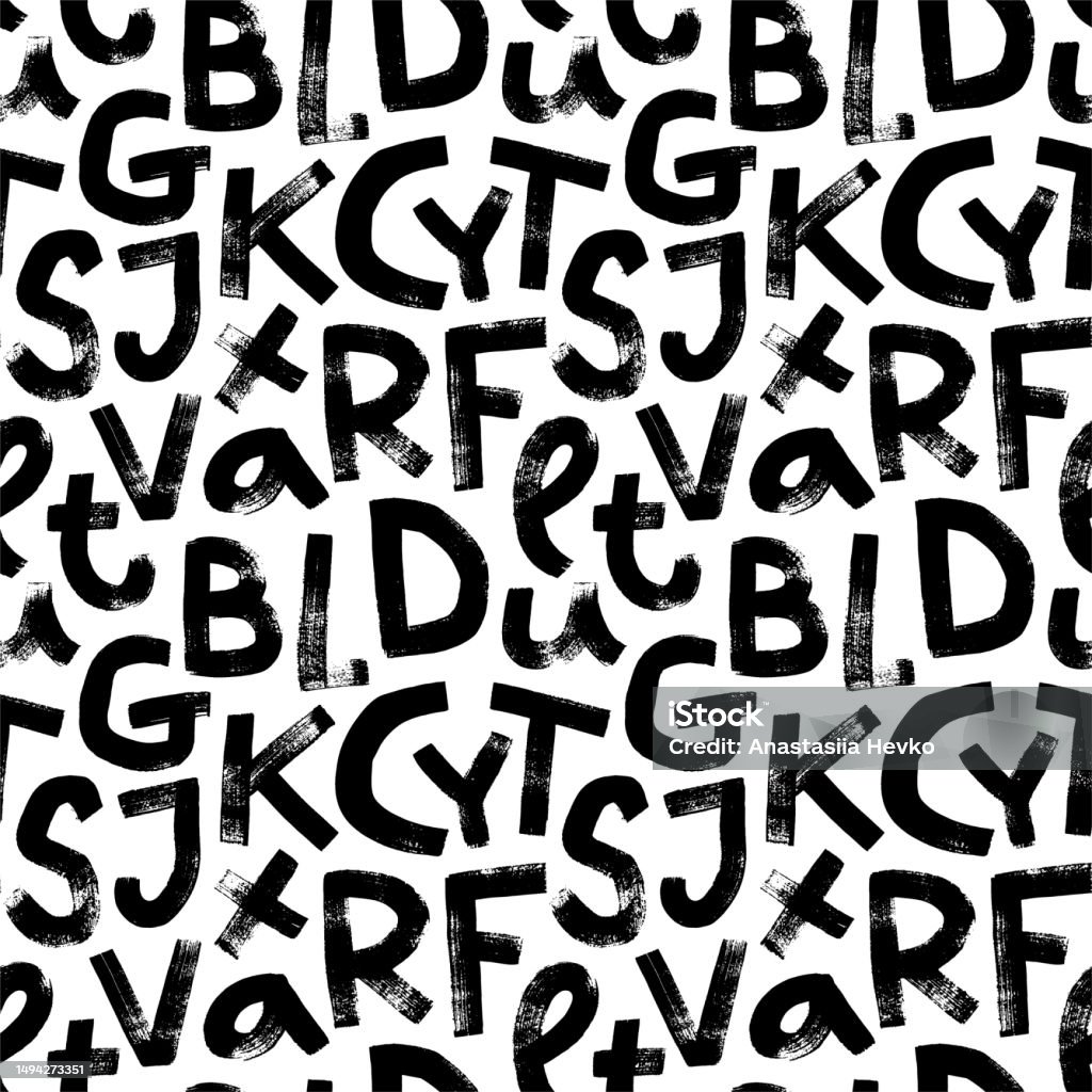 Kind Lettering Rough Rough Alphabet Bold Letters Seamless Pattern Stock Illustration ...
