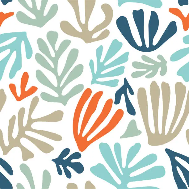 Vector illustration of Hand drawn Fauvist inspired seamless pattern in pastel colors.