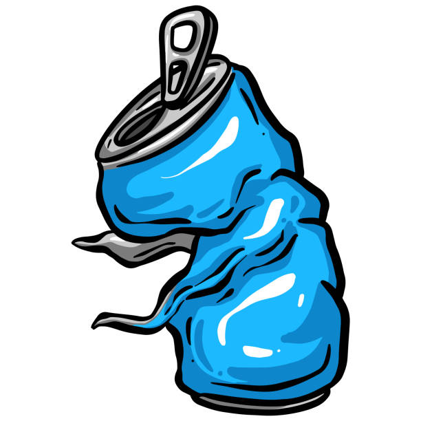 ilustraciones, imágenes clip art, dibujos animados e iconos de stock de acero de soda triturada puede ilustración de dibujos animados en vector utilizado para reciclar o como basura tirada - can dented tin crushed