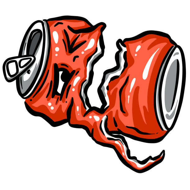 ilustraciones, imágenes clip art, dibujos animados e iconos de stock de acero de soda triturada puede ilustración de dibujos animados en vector utilizado para reciclar o como basura tirada - can dented tin crushed