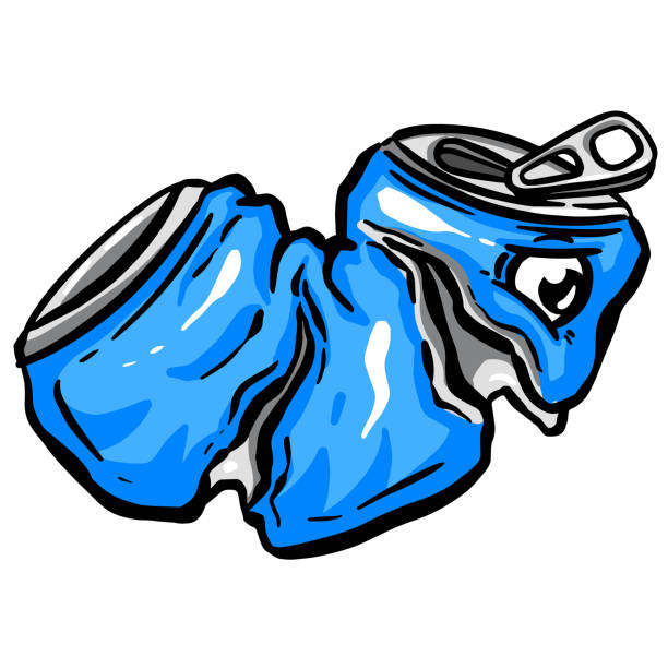 ilustraciones, imágenes clip art, dibujos animados e iconos de stock de acero de soda triturada puede ilustración de dibujos animados en vector utilizado para reciclar o como basura tirada - can dented tin crushed