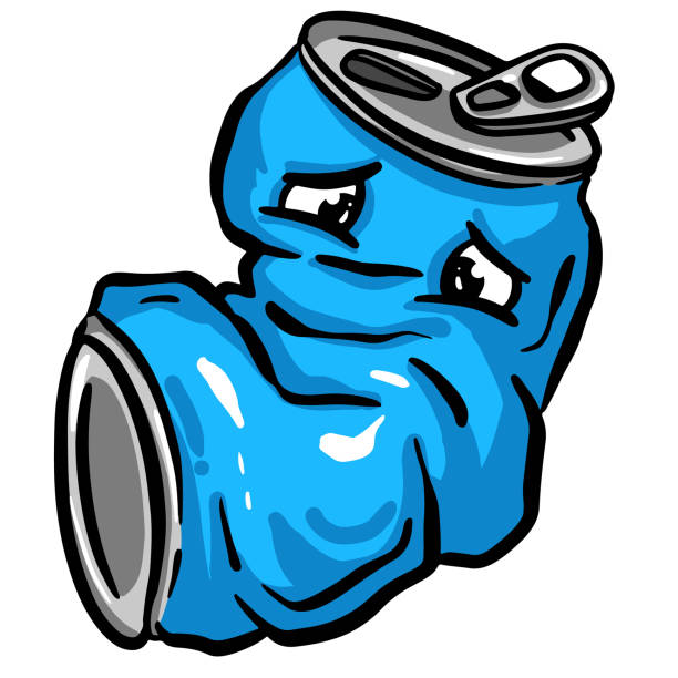 ilustraciones, imágenes clip art, dibujos animados e iconos de stock de acero de soda triturada puede ilustración de dibujos animados en vector utilizado para reciclar o como basura tirada - can dented tin crushed