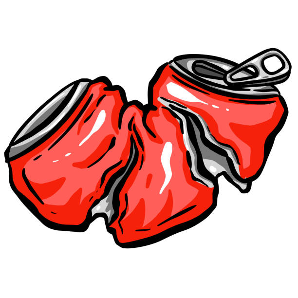 ilustraciones, imágenes clip art, dibujos animados e iconos de stock de acero de soda triturada puede ilustración de dibujos animados en vector utilizado para reciclar o como basura tirada - can dented tin crushed