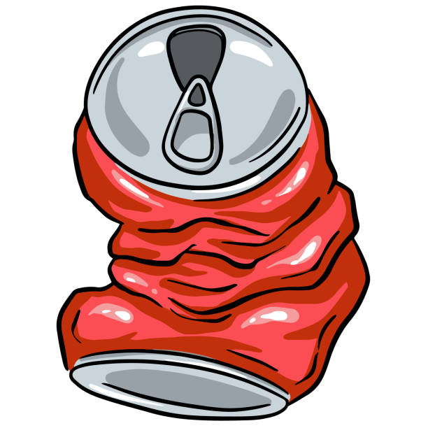 ilustraciones, imágenes clip art, dibujos animados e iconos de stock de acero de soda triturada puede ilustración de dibujos animados en vector utilizado para reciclar o como basura tirada - can dented tin crushed