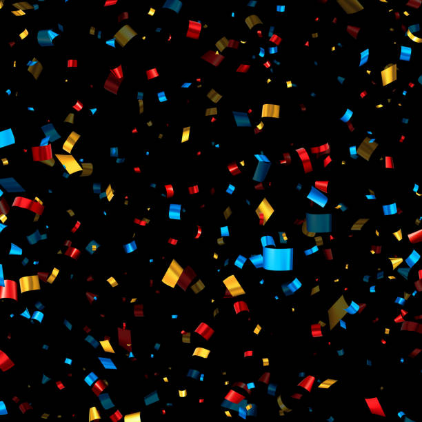 istock Colorful cut out foil ribbon confetti background. 1494279783