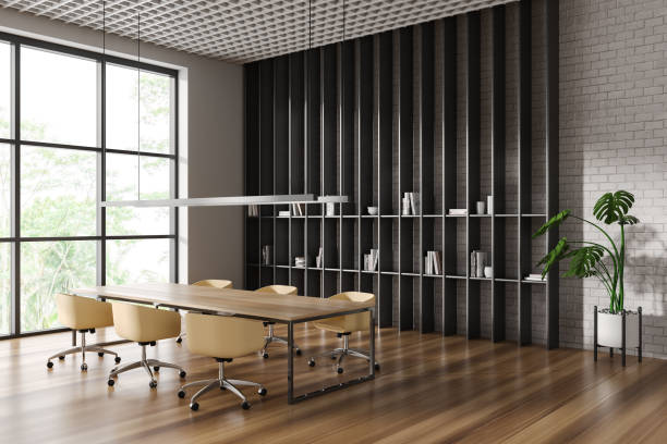 istock White and white brick meeting room corner 1494280073