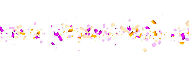 istock Falling purple and yellow cut out ribbon confetti background. 1494282805