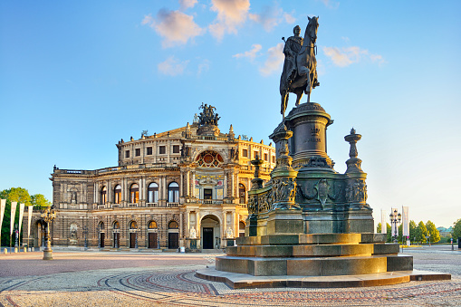 The Semperoper (Semper Opera House) with Statue of King Johann on the Theatre Square, Germany
