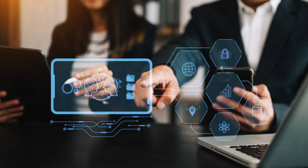 istock Man and woman using chat bot in smartphone intelligence Ai. Chat with AI Artificial Intelligence, developed by OpenAI generate. robot in online system. in modern office 1494287297