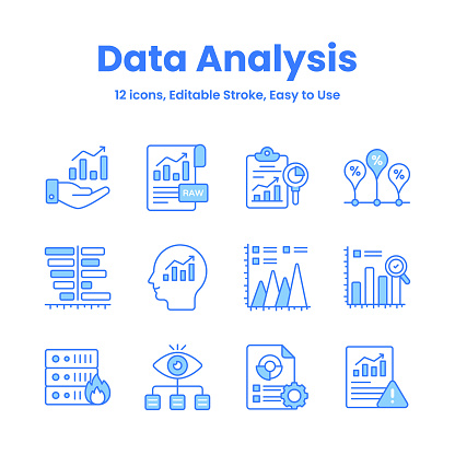 Carefully crafted data analysis and statistics icons, download this premium vectors easy to use