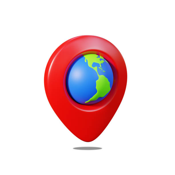 istock 3D Icon Location with world map, GPS navigator pin 1494290578