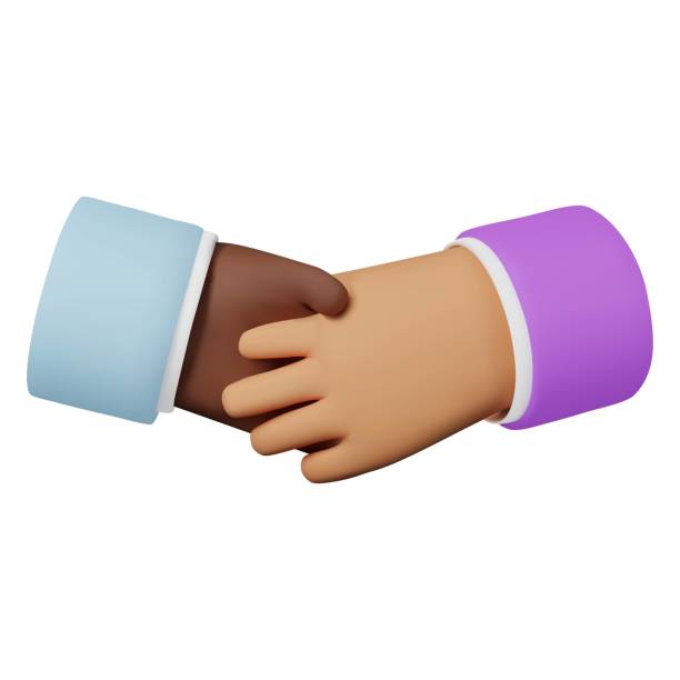 istock 3d render cartoon of a dark-skinned hand shaking a light-skinned hand. Vector illustration isolated on white background. 3d for web or app. Cartoon style 1494291308