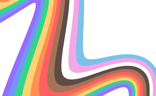 Rainbow pride LGBTQIA+ month overlap modern lines abstract background pattern design.