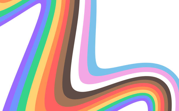 Rainbow Pride Month Line Design Element Rainbow pride LGBTQIA+ month overlap modern lines abstract background pattern design. lgbtqia rights stock illustrations