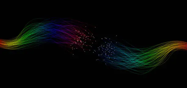 Vector illustration of Swirling optical fibers meeting
