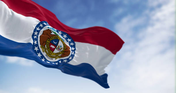 istock Missouri state flag waving on a clear day 1494314658