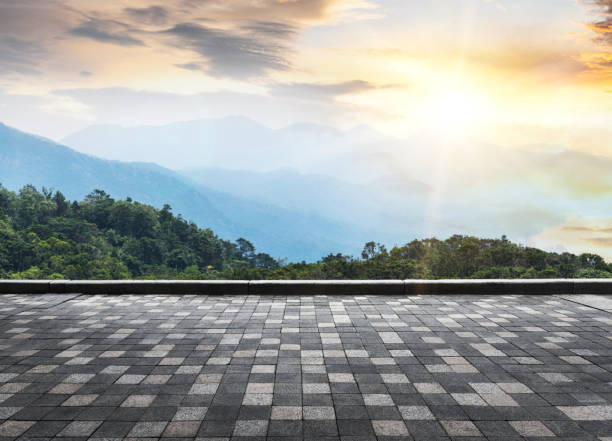 istock Empty brick road on top of mountain 1494315450