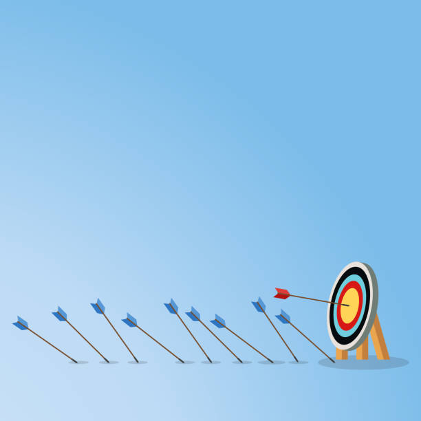 istock Blue arrows missed hitting target and only red one hits the center. Business challenge failure and success concept. 1494316078