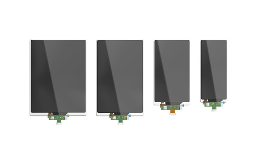 Display Rectangle Blank Black Flexible Rectangular Display Mockup Different Size Top View ...