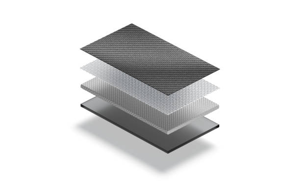 istock Blank gray carbon, net and rubber material layers mockup 1494318237