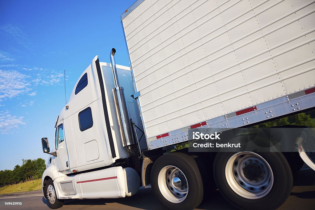 Semi truck in motion Semi truck in motion - seen on the highway in Nebraska. Interstate Stock Photo