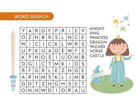 Knight Word search Kids activity book