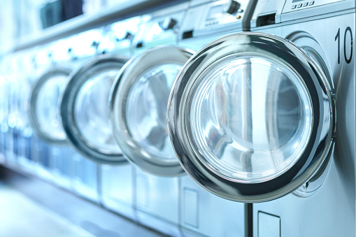 Washing machines in a public laundromat