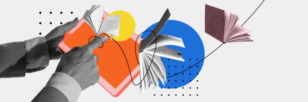 istock Male hand using tablet, finding information online in internet. Replacement of paper books. Contemporary art collage. 1494321515