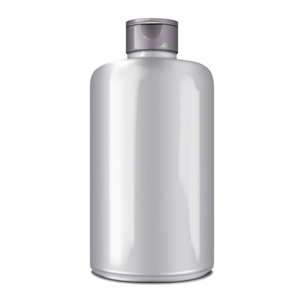 istock Blank big plastic bottle with flip top screw cap realistic vector mockup. Cosmetic product large cylindrical container mock-up 1494322455
