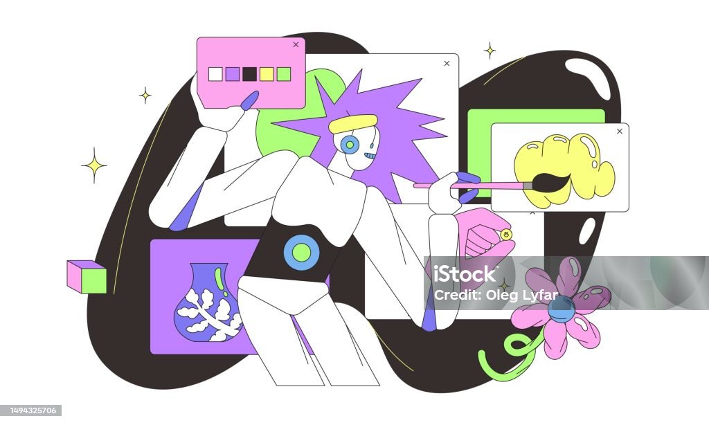 Art Generated By Artificial Intelligence Ai Using Drawing Software To ...