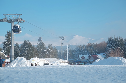 Ski Resort in Uludag Mountain, Turkey. The track is full of snow.