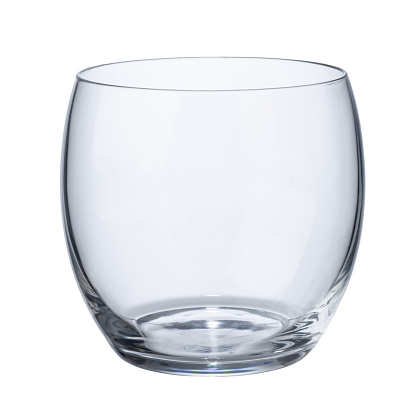 empty and transparent cup on white background