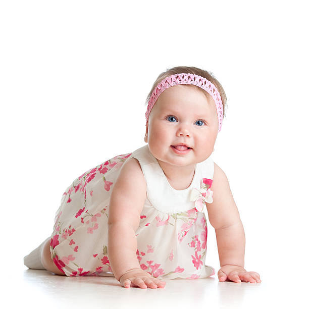 istock pretty crawling baby girl isolated on white background 149432972